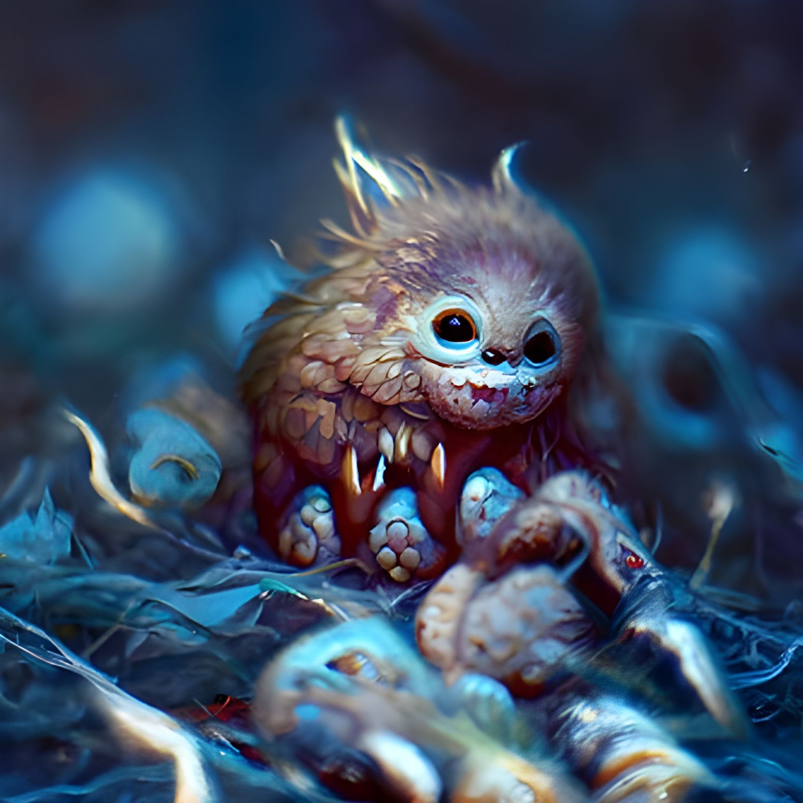 Cute Monster in Painterly Style