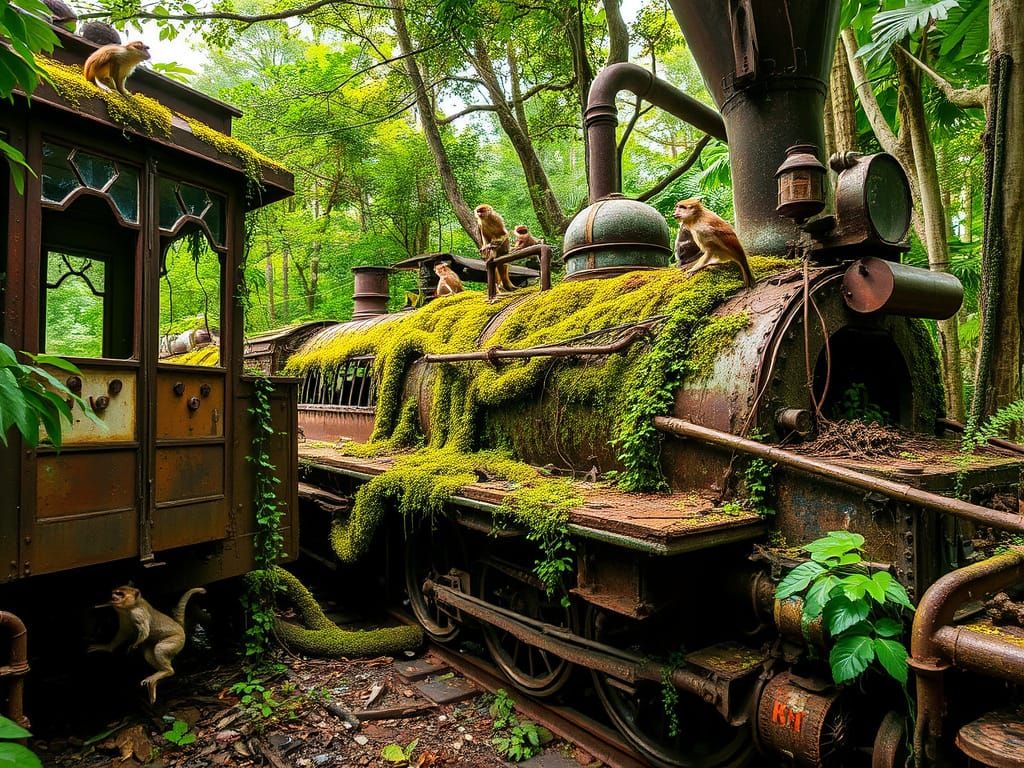 Abandoned Steam Train Consumed by the Jungle