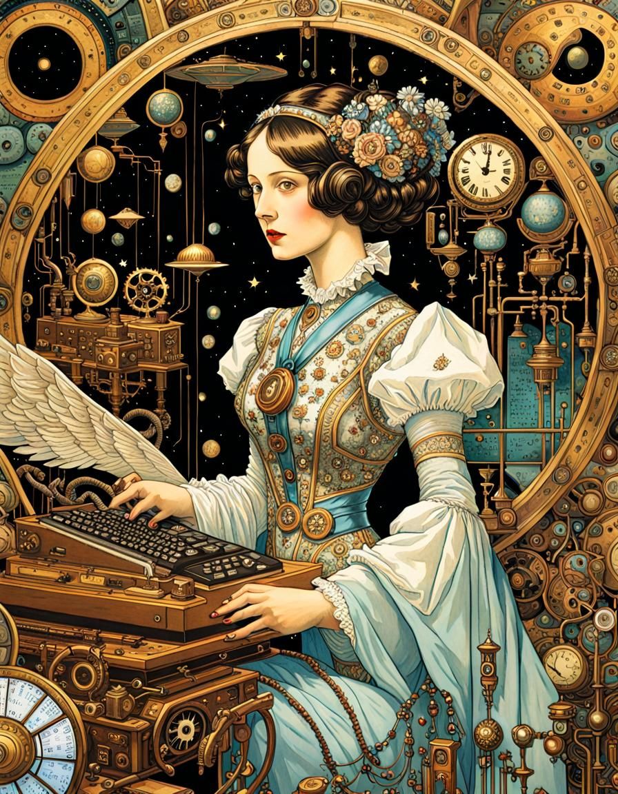 Ada Lovelace in Steampunk Surrealist Fantasy