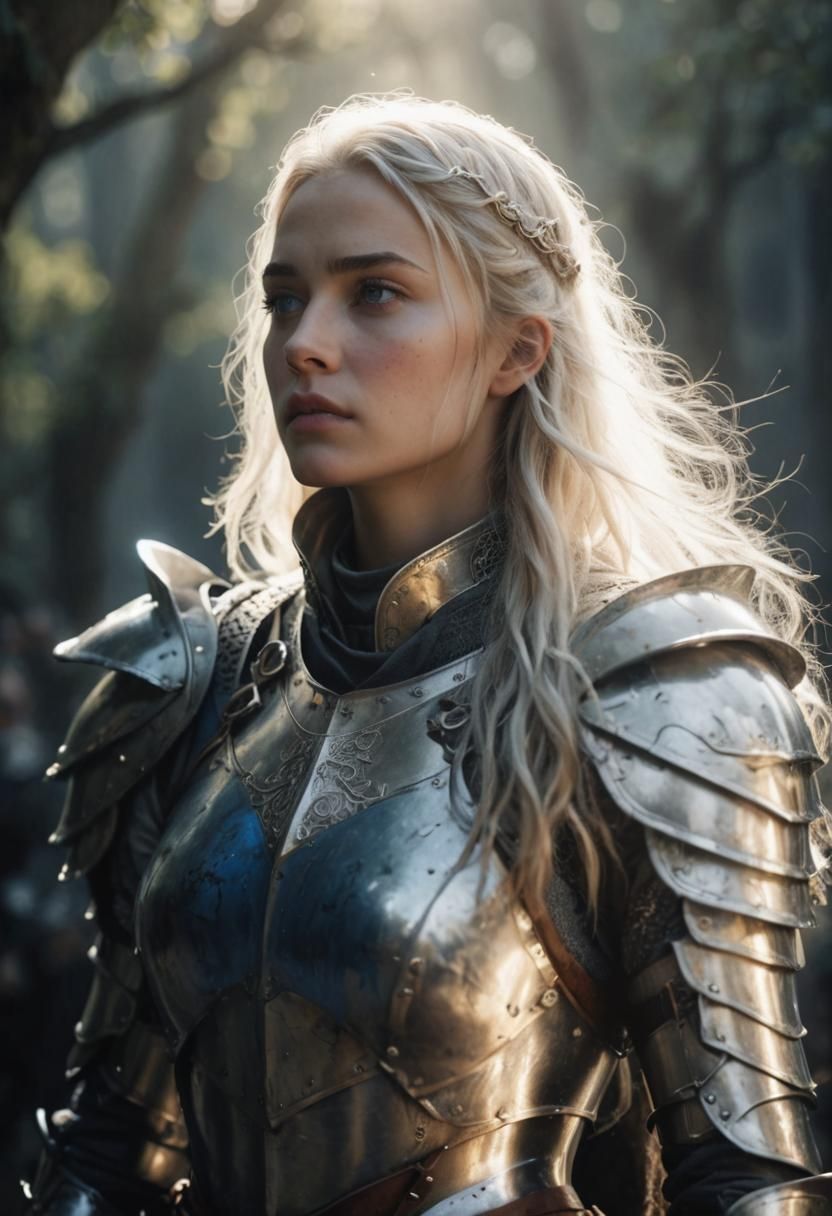 Beautiful Young Female Knight in Armor Portrait