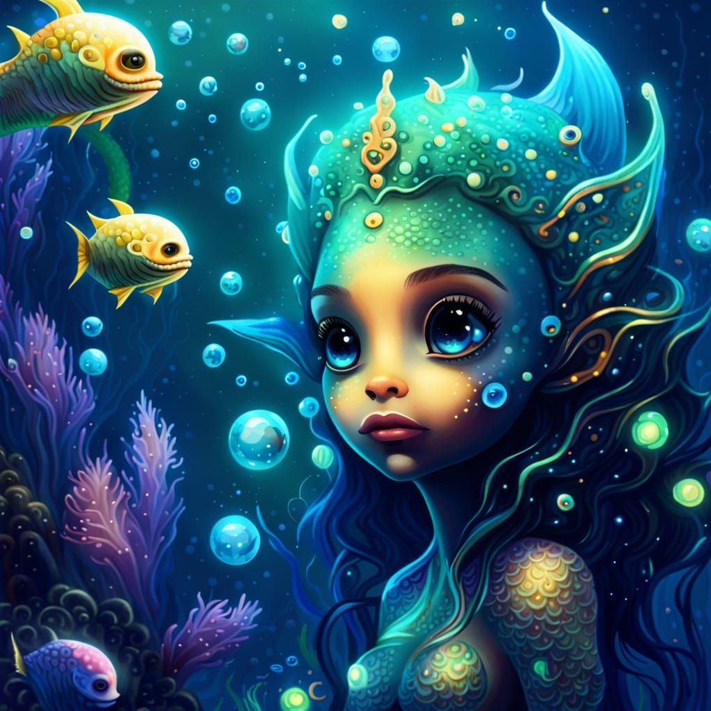 Bioluminescent Alien Mermaid in Underwater Kingdom