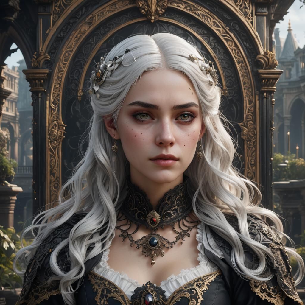 Victorian Girl with Dichromatic Hair: Fantasy Art