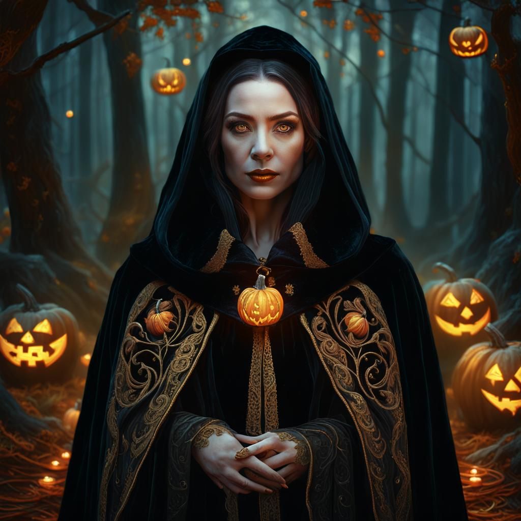 Mysterious Lady in Eerie Forest, Gothic Portrait