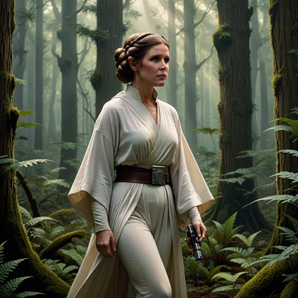 Princess Leia in Serene Forest Sanctuary