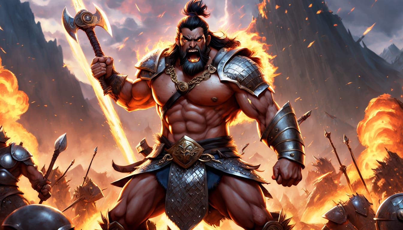 Kemonomimi Barbarian Watches Battle in Anime Style