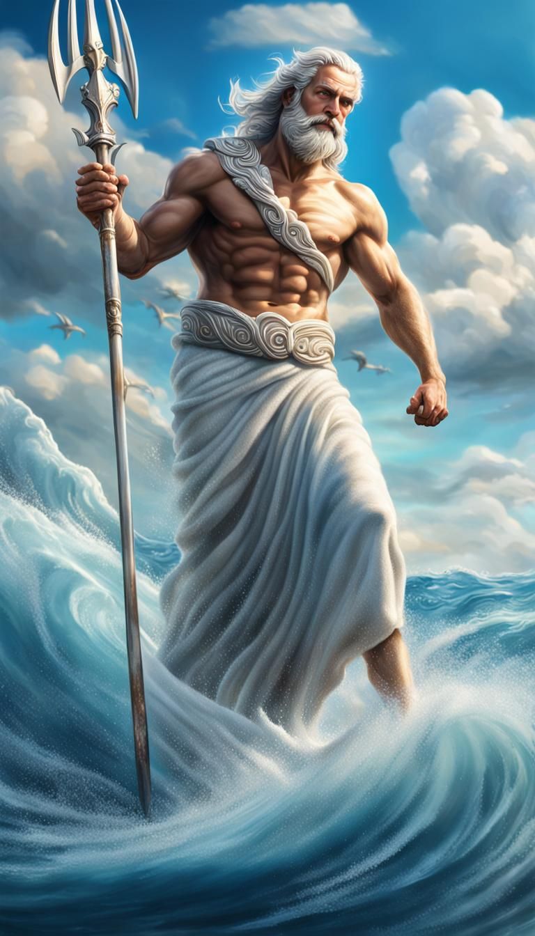 Oceanic Neptune Emerges: Hyper-Realistic Digital Art