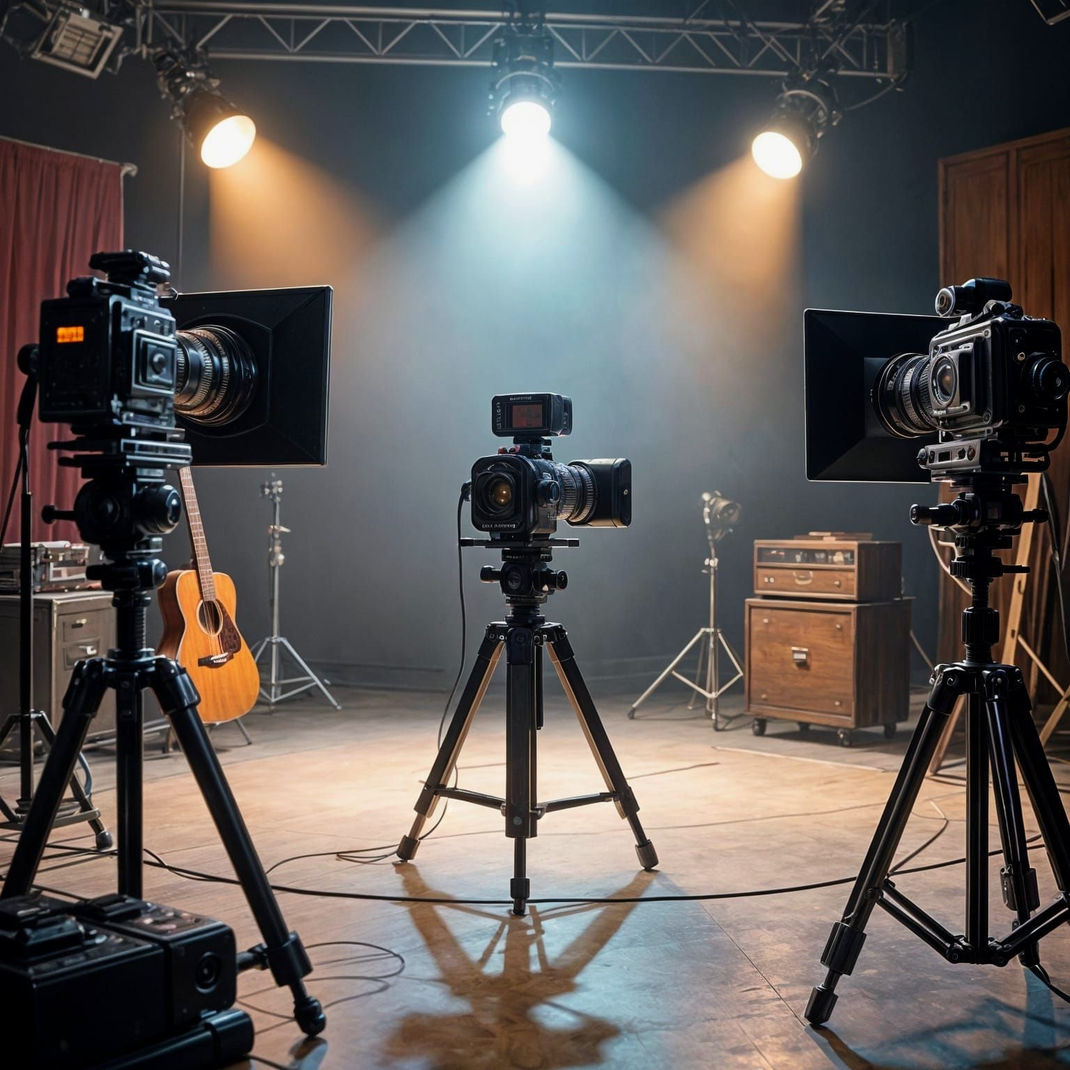 Vintage Film Studio Scene in 1950s Americana Style