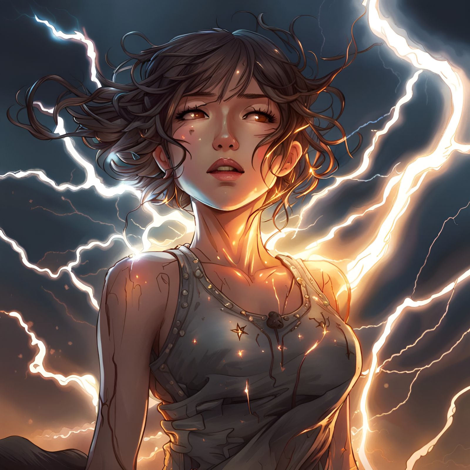 Electric Goddess in Warm Polychromatic Lighting