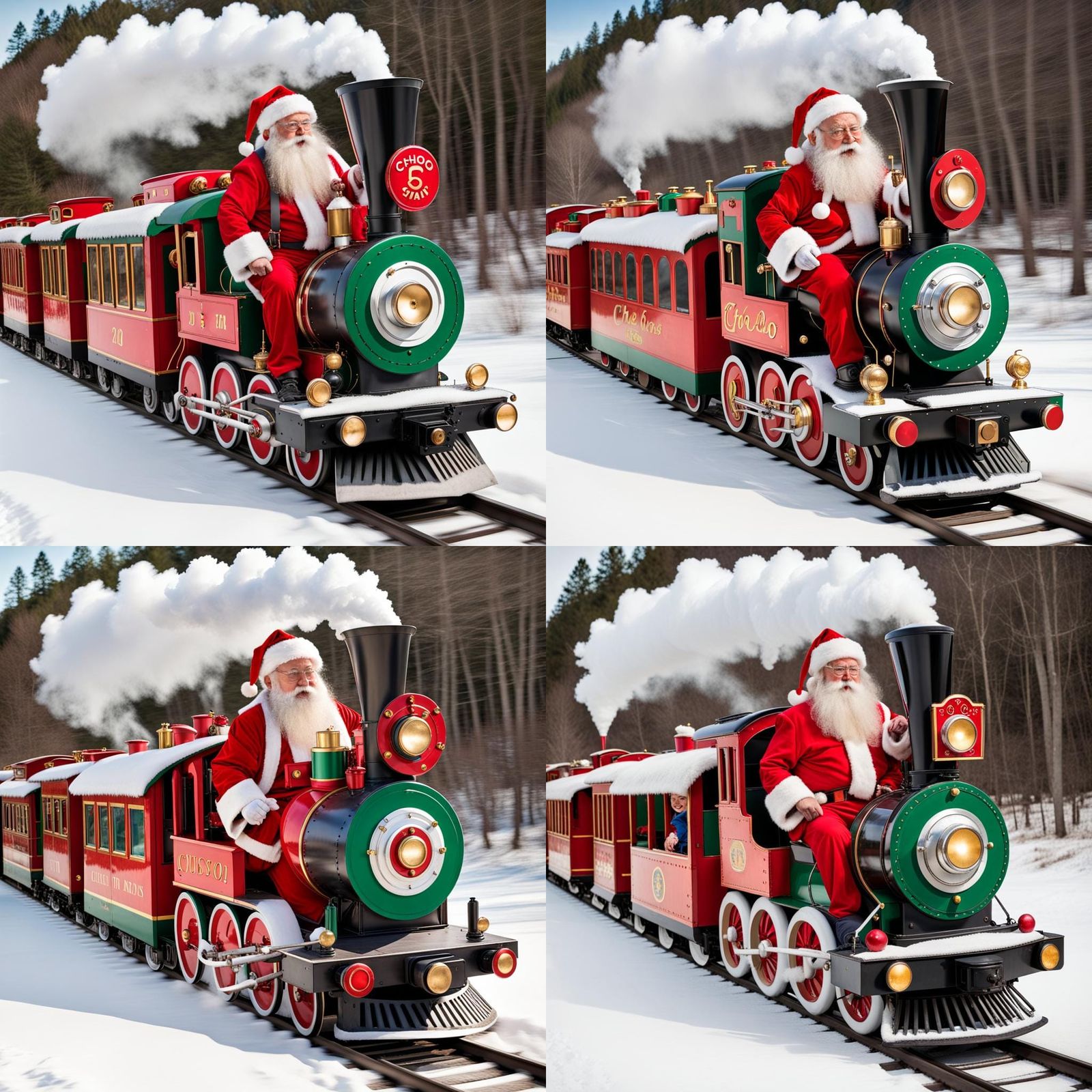 Santa Claus Driving a Steam Train