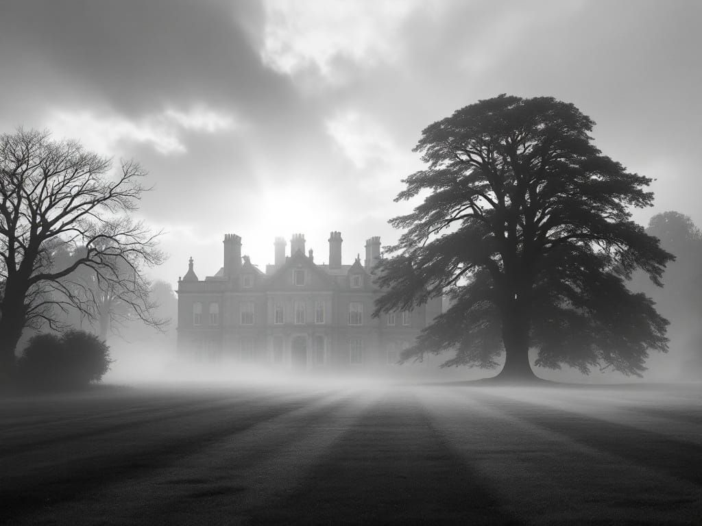 Ethereal Georgian Estate Amidst Dawn's Hush