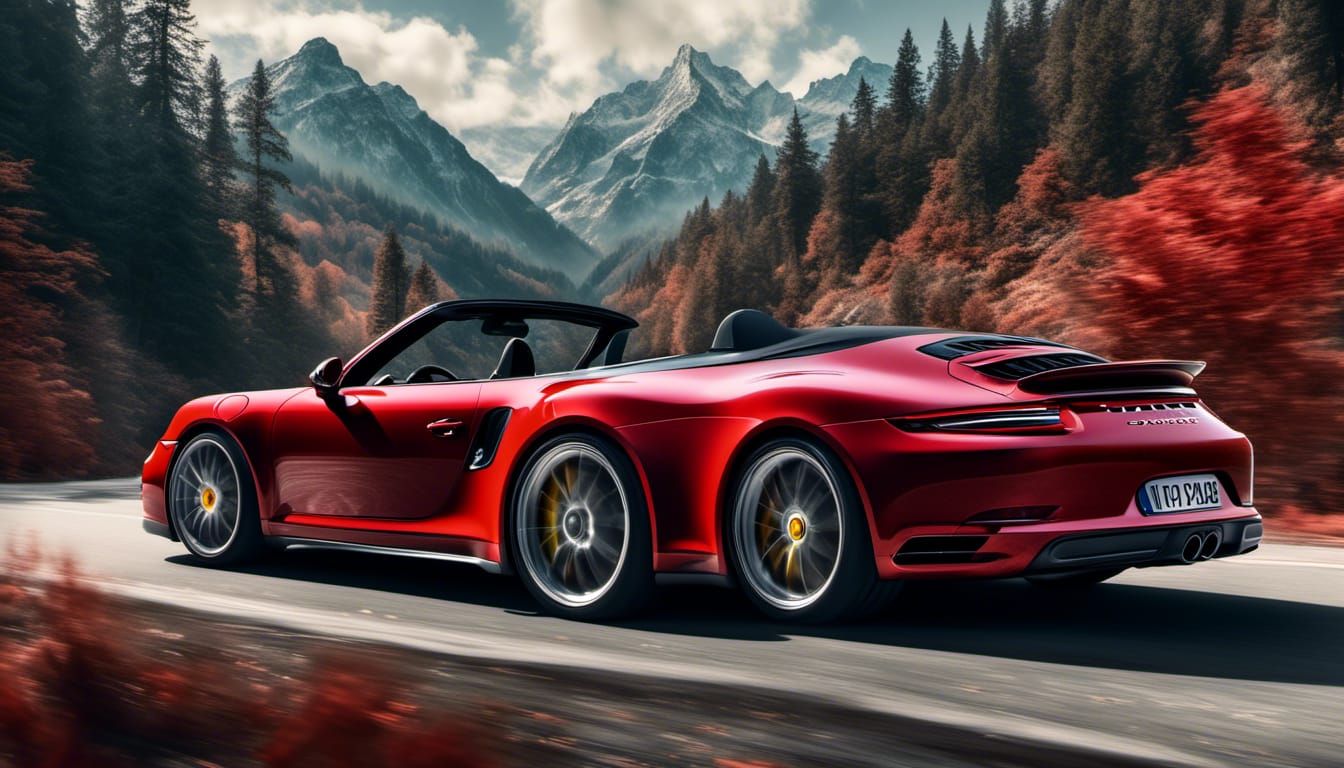 Blood Red and Midnight Blue Porsche on Winding Road