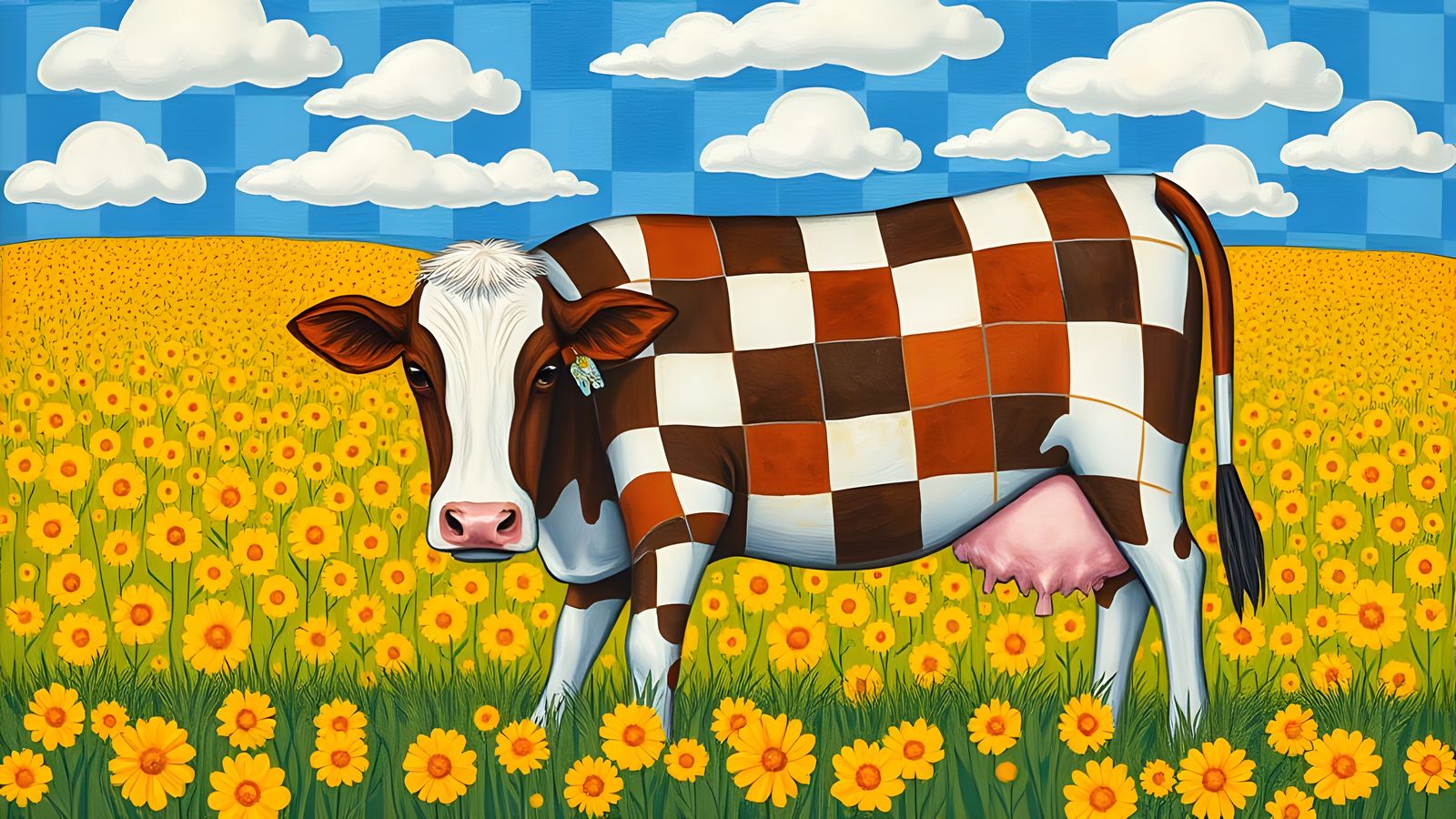 Checkered Countryside Scene in Impressive Plaid Style