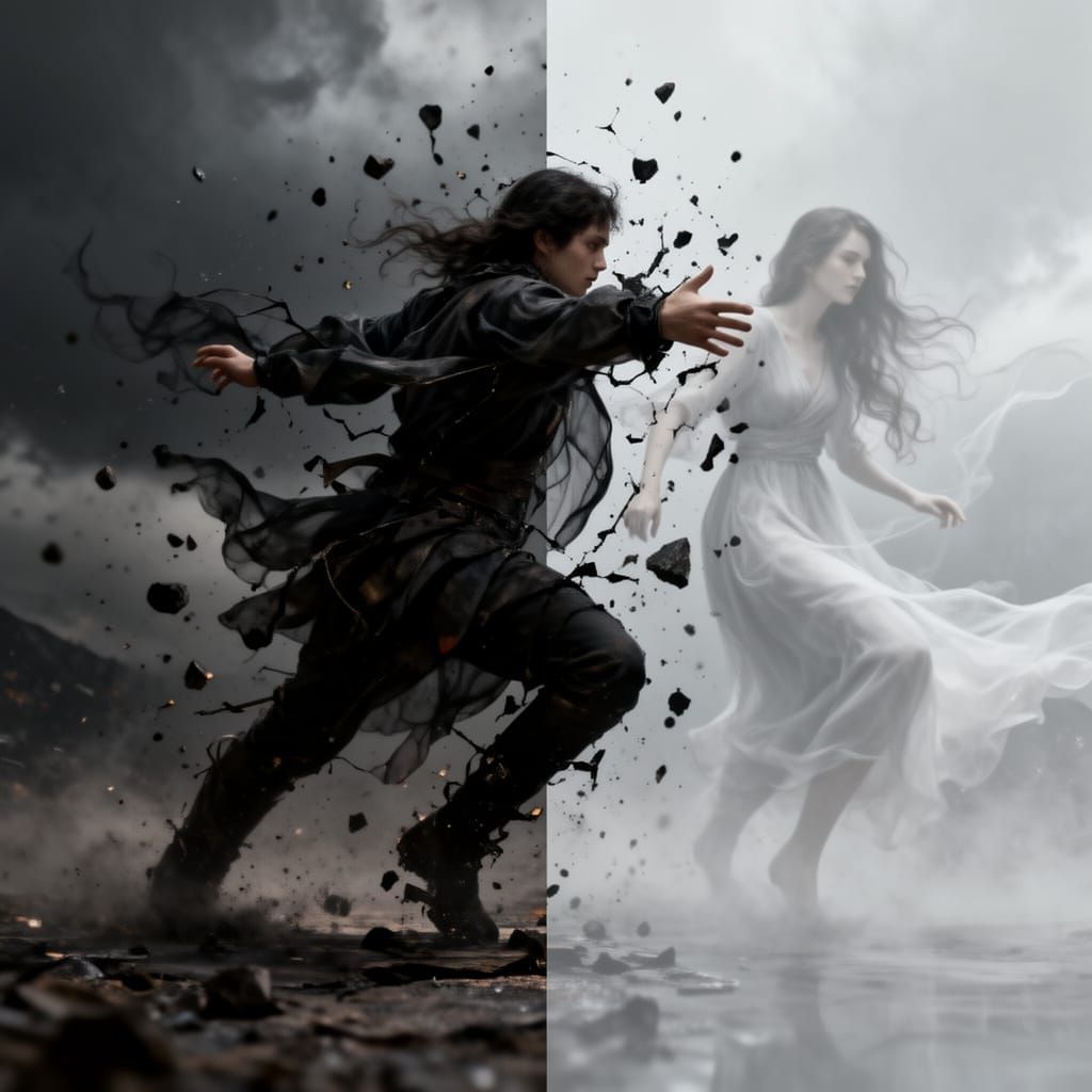 Dynamic Figure Balancing Life's Chaos and Decline