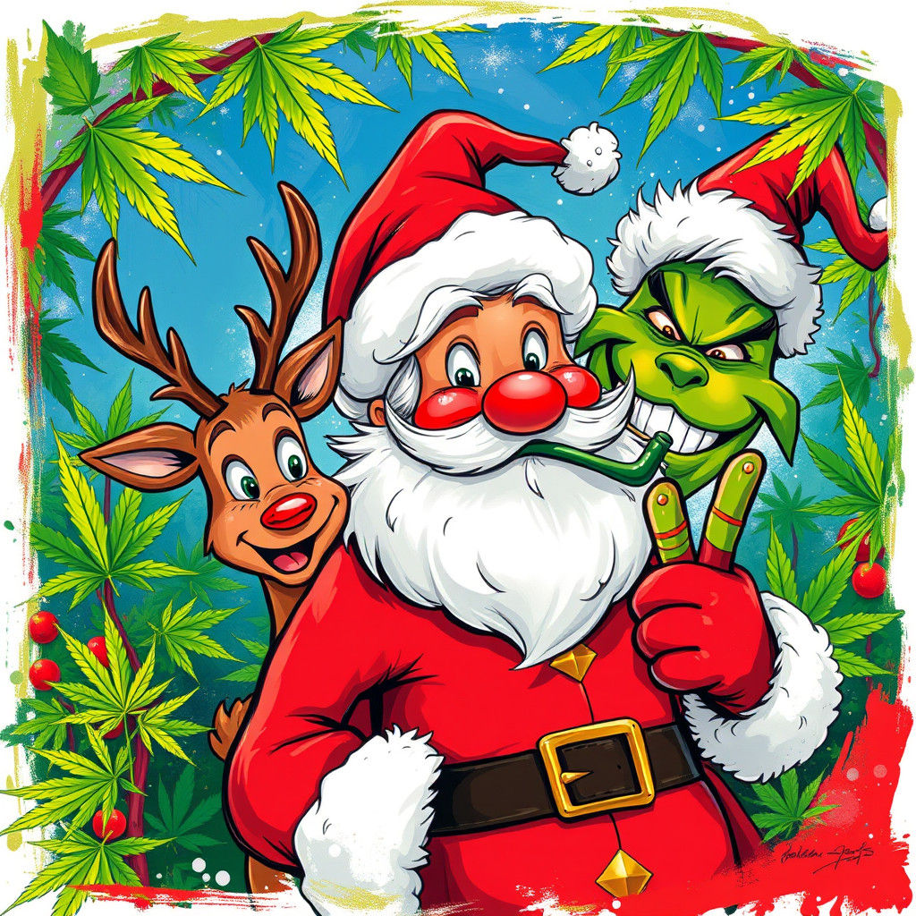 Whimsical Santa and Grinch in Candyland Wonderland