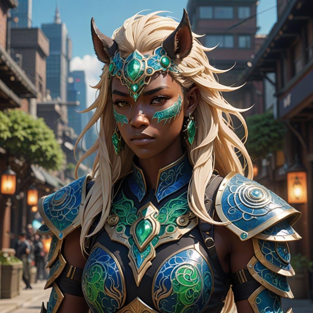 Solarpunk Heroine Battles Fierce Boar in Vibrant 3D Anime Ar...