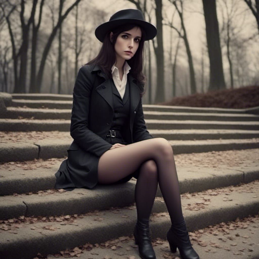 Cinematic Film Still of Woman Showing Legs