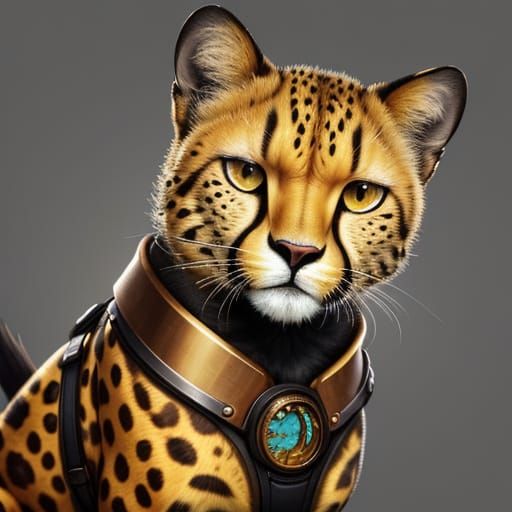 Whimsical Steampunk Cheetah Portrait