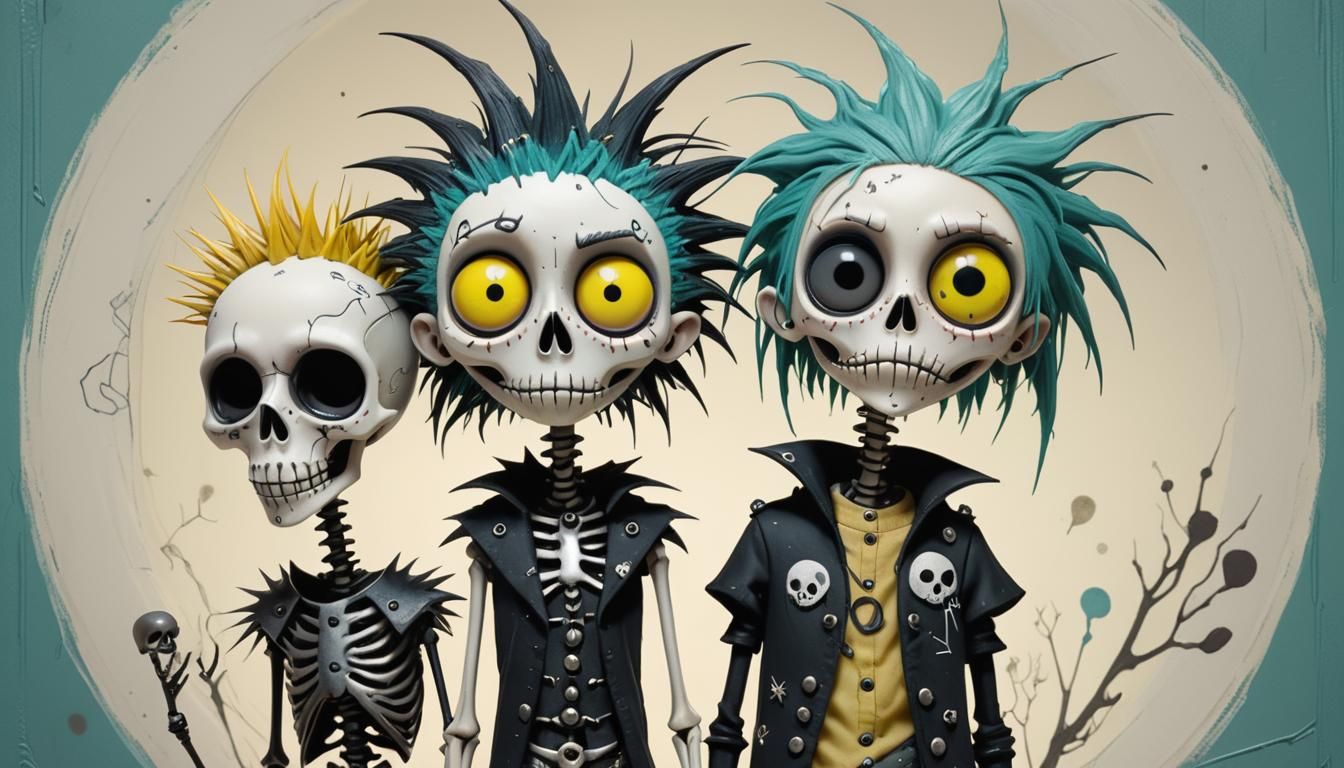 stylized animated characters with a Tim Burton-esque gothic ...