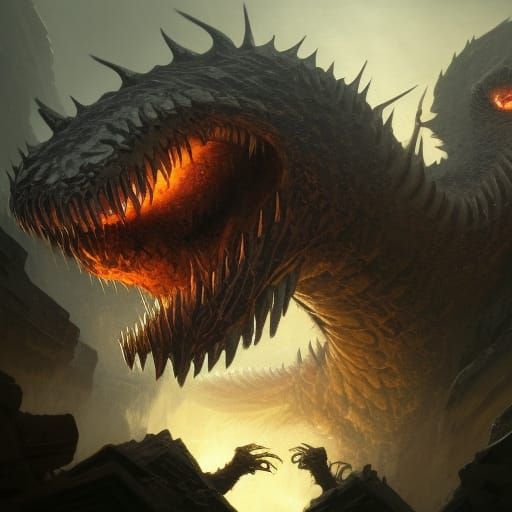 Detailed Hydra in Dark Fantasy Style