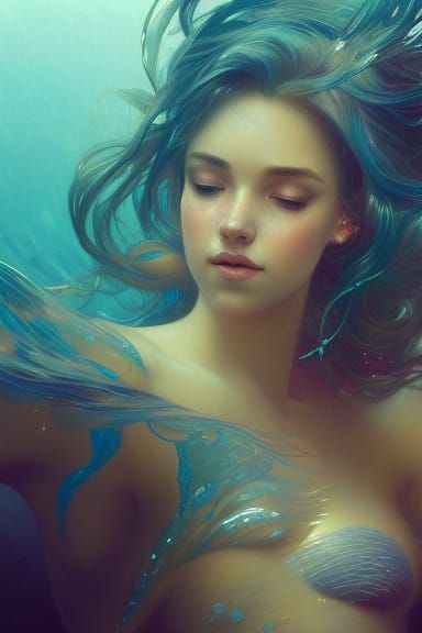 Mermaid Portrait in Ocean with Dynamic Lighting