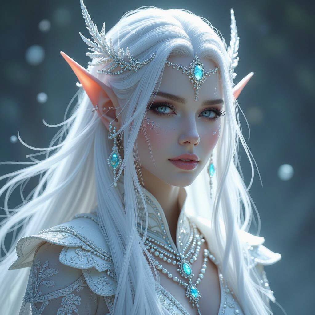 Sea Elf High Chanter Selunara Pearlvoice in Dark Fantasy Sty...