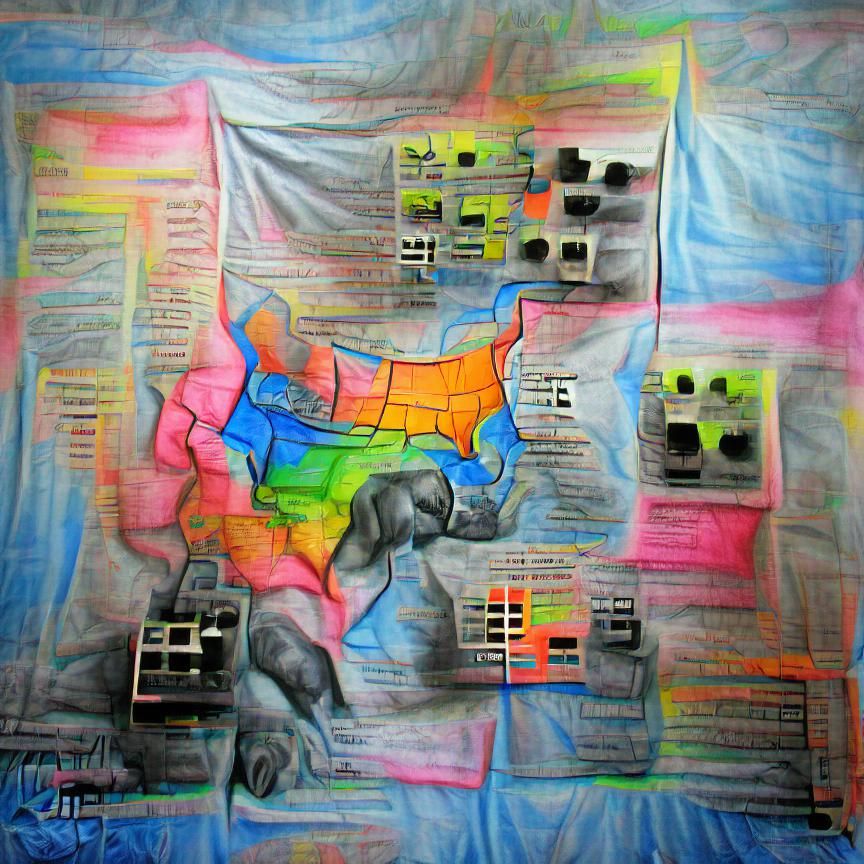 Vibrant Political Map in Neon Charcoal Style