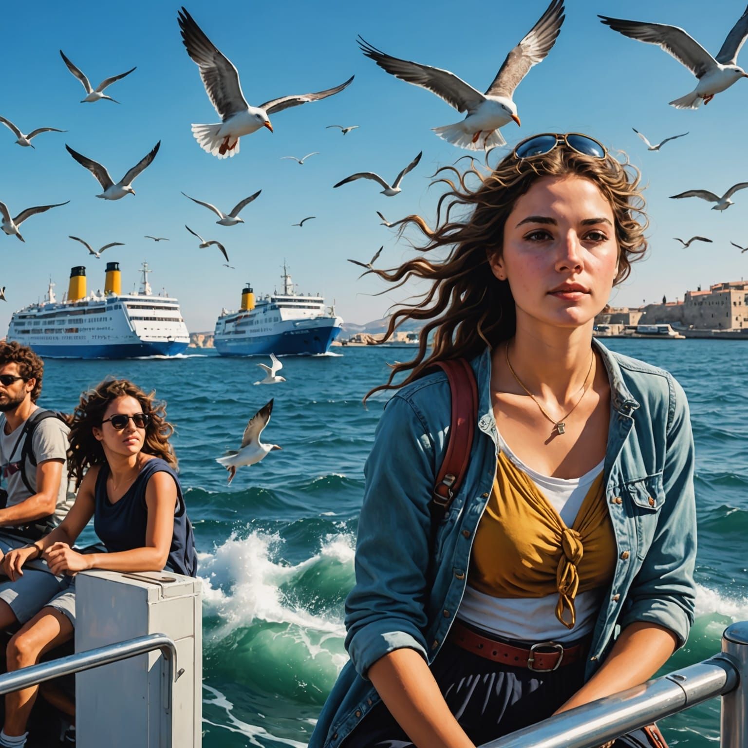 Sailing to Rhodes with Mythological Gods, Banksy Style