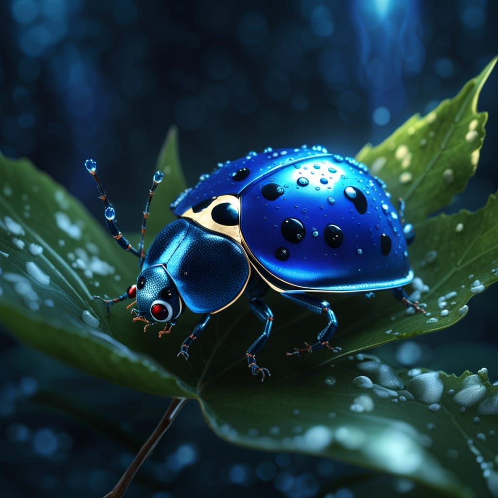 Magical Blue Ladybug Fantasy Art in 8K