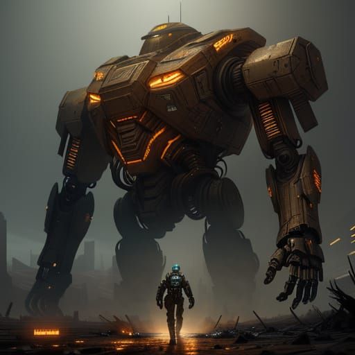 Robot in Desolate Wasteland Concept Art
