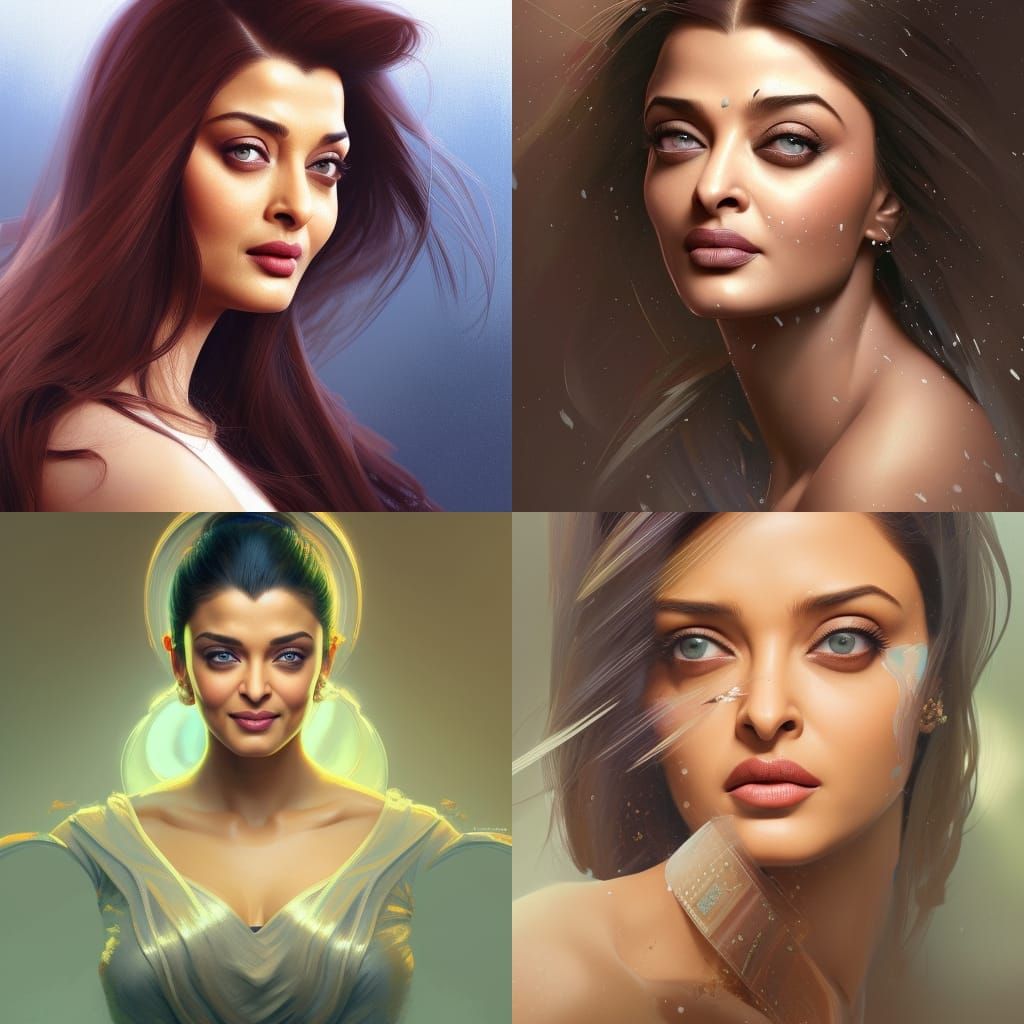 Aishwarya Rai Portrait in Hyperdetailed Digital Art