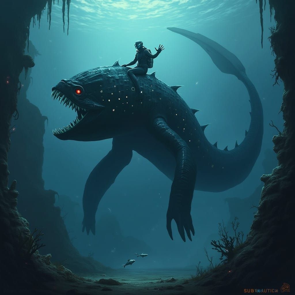 Riding a Majestic Reaper Leviathan in a Futuristic Underwate...