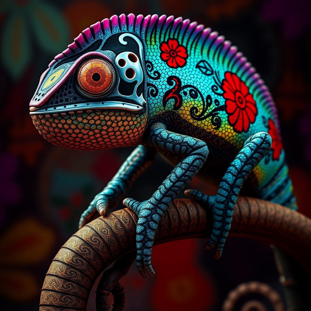 Catrina Chameleon: Hyperrealistic Fashion Illustration