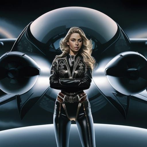 Bomber Girl Pinup Poster in Hyperrealistic Style