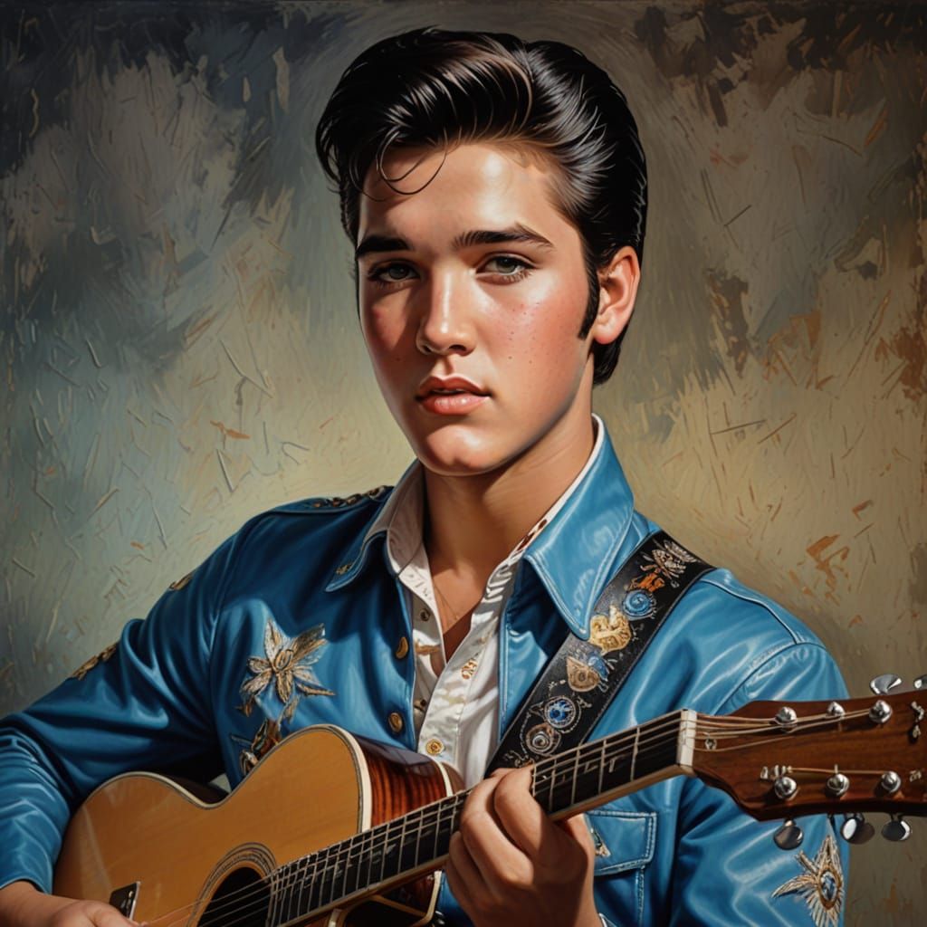 Young Elvis Presley Portrait in Photorealistic Style