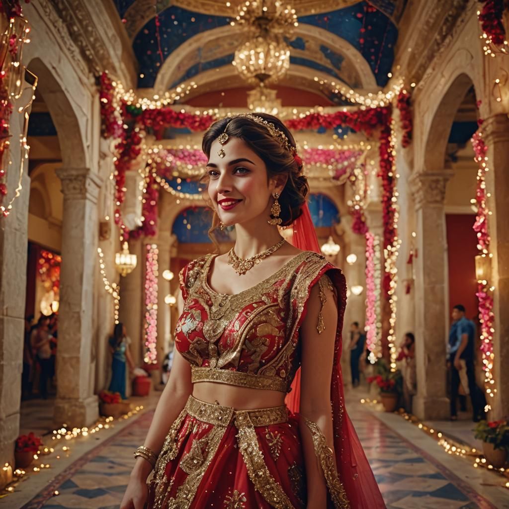 Fantasy Woman in Diwali Attire, Unreal Engine 5