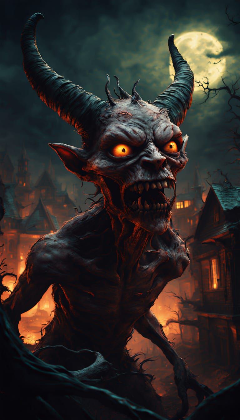 Surreal Demon Landscape in Dark Fantasy Style