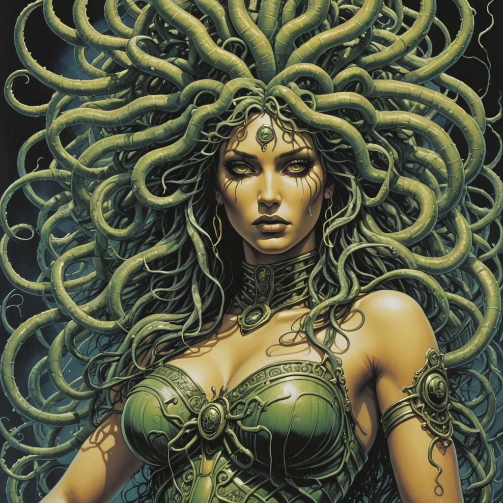 Medusa in Sci-Fi Style, Heavy Metal Magazine Cover