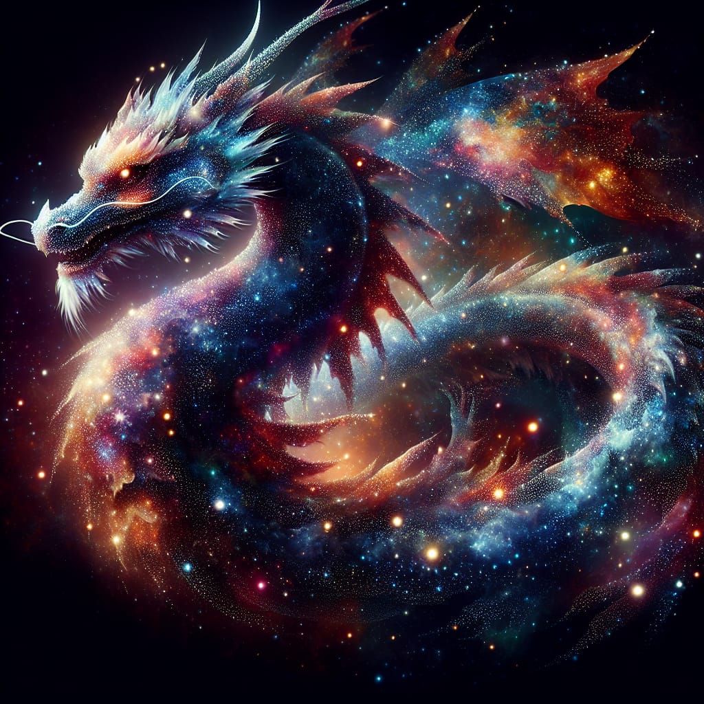Celestial Dragon Made of Stars and Stardust