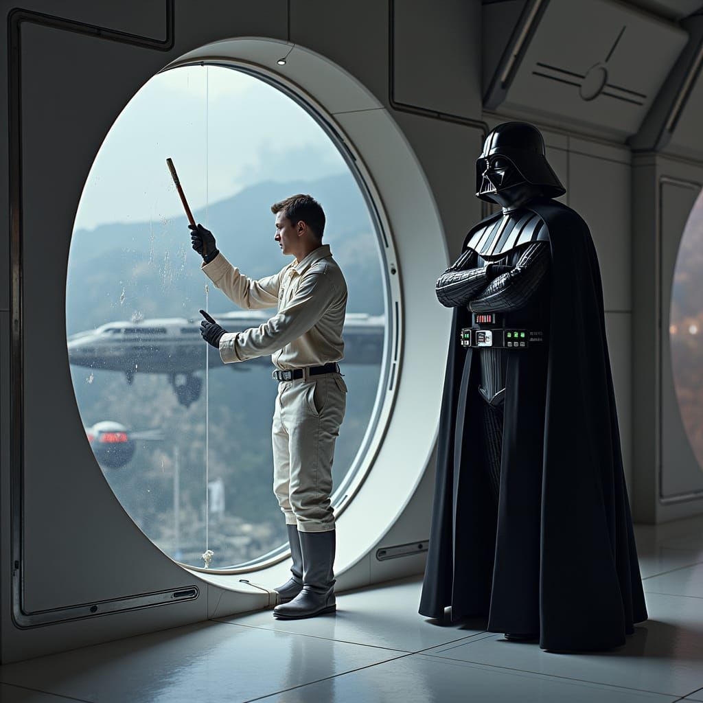 Death Star Janitor: Vader's Watchful Gaze