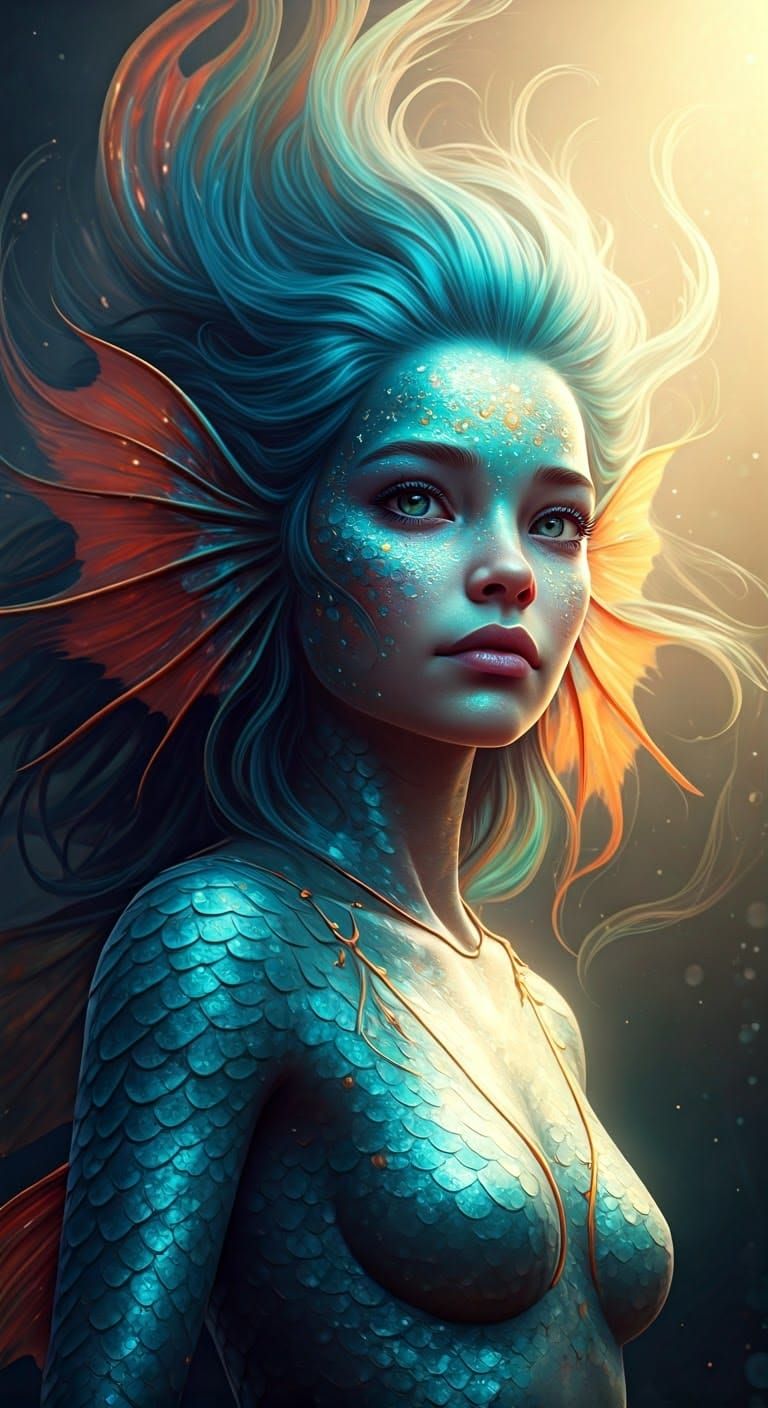 Siren Goddess in Ethereal Aquatic Realm