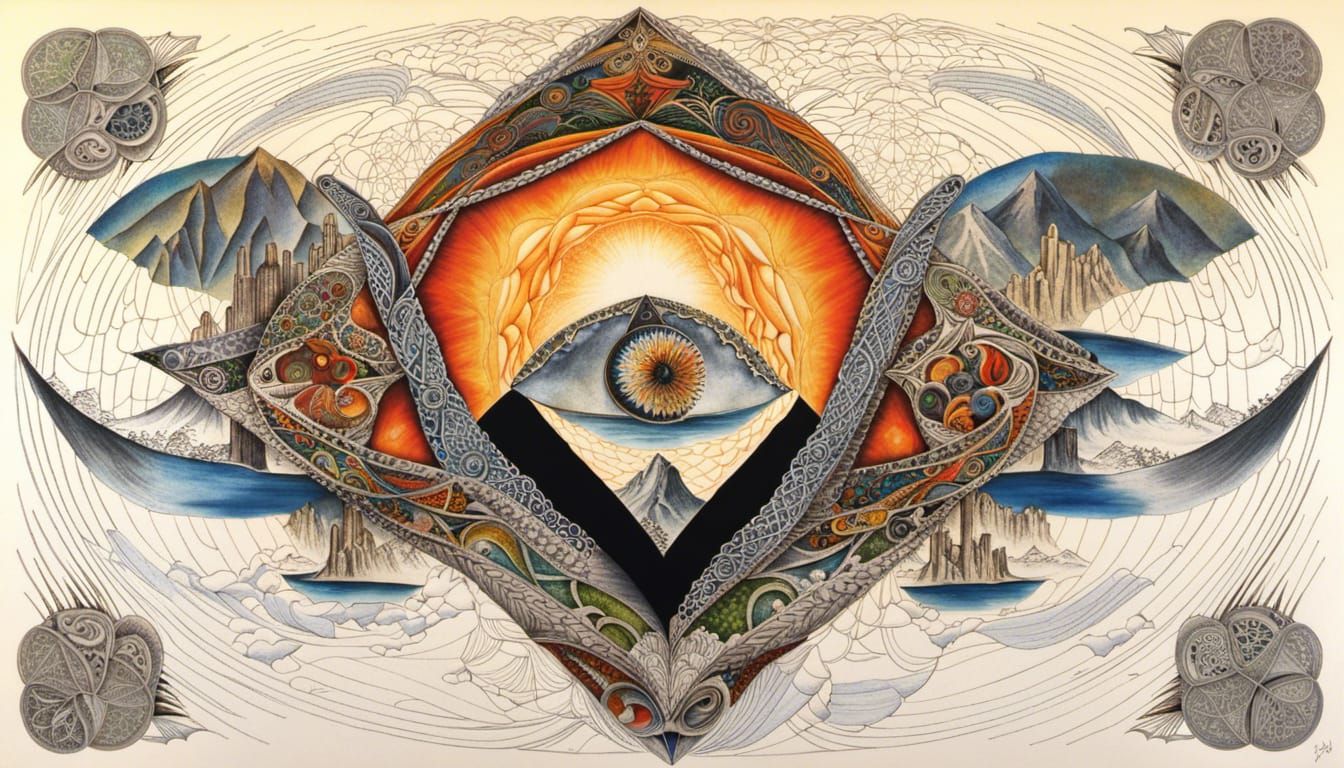 Fractal Celtic Abstract with Quantum Zentangle Shading