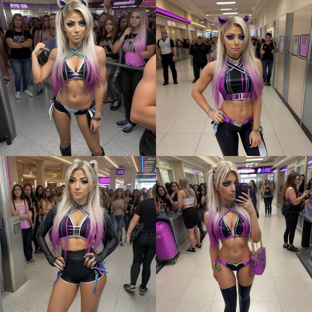 Alexa Bliss Photograph in Bikini at Crowded Mall
