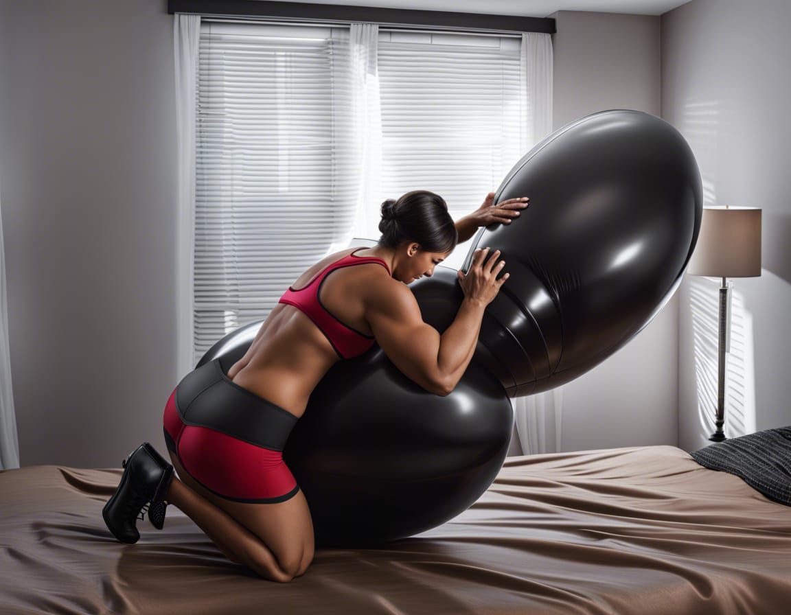 Muscular Woman Wrestling Zeppelin Balloon