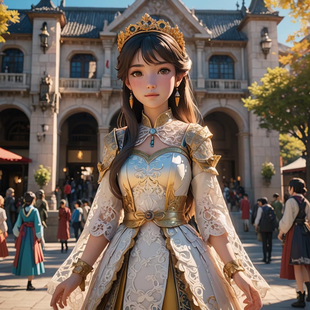 Argentinian Princess in Anime Style 3D Rendering