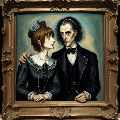 Surreal Conjoined Figures in Expressionist Style