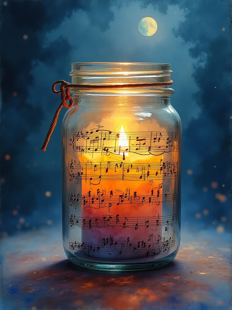 Musical Candle: Watercolor Double Exposure by Tim Burton