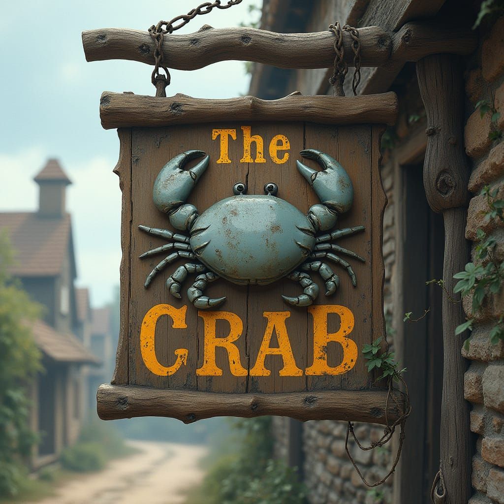 Mystical Tavern Sign in Distressed Wood