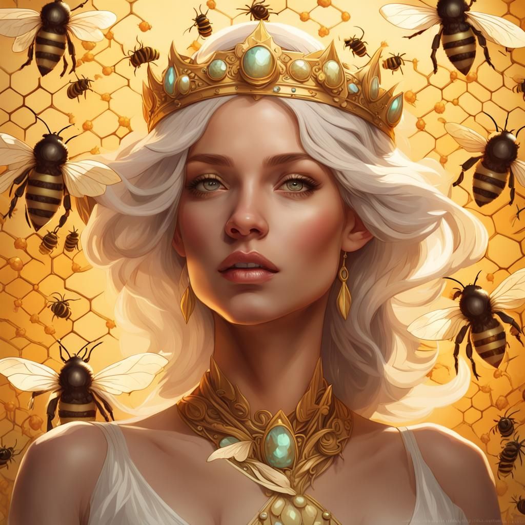 Crowned Woman Portrait in Art Nouveau Style