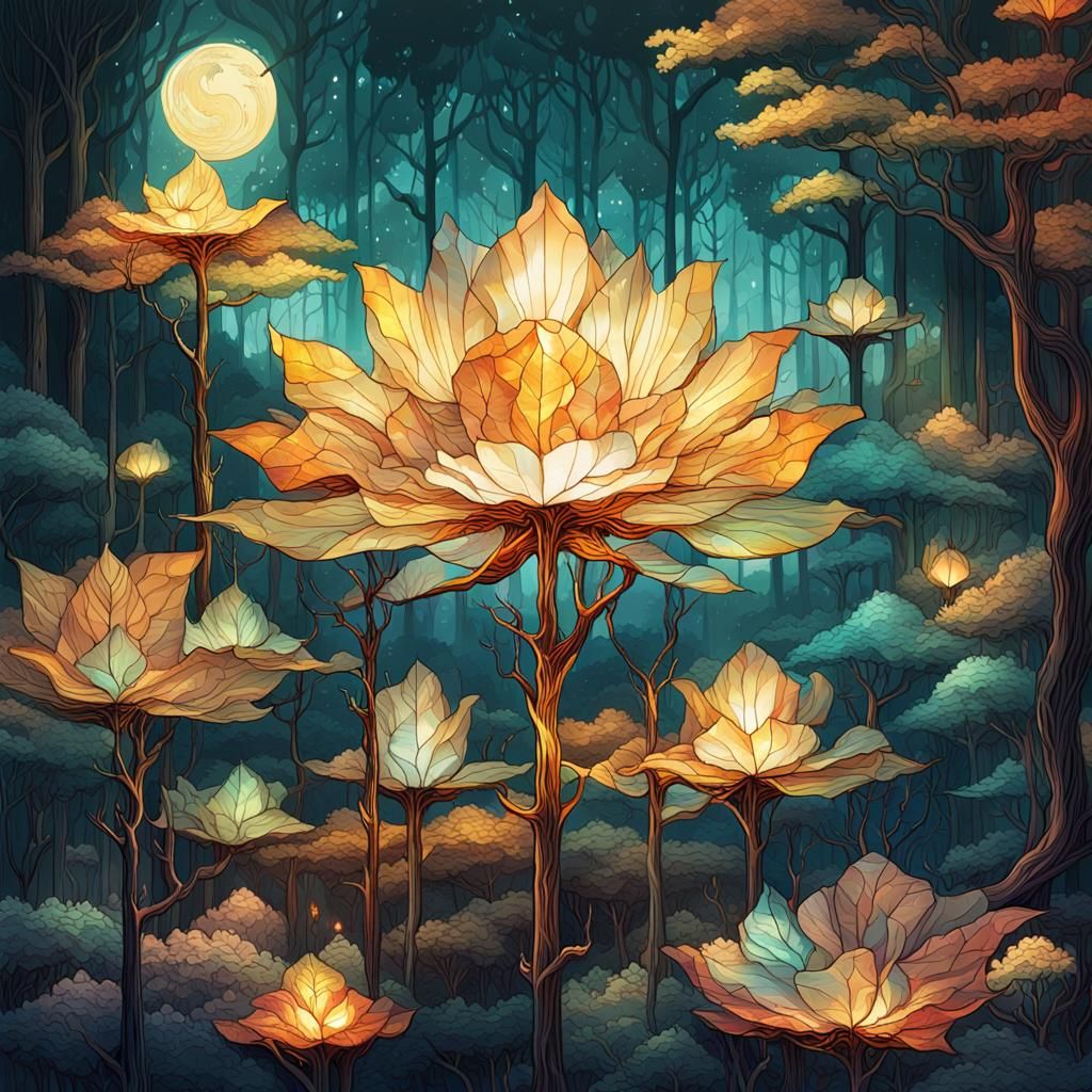 Stained Glass Forest: Digital Landscape Art