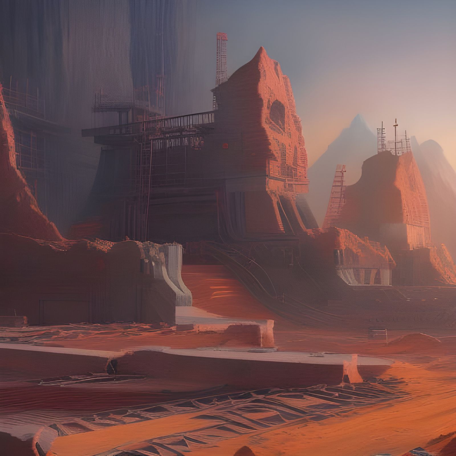 Construction Plan for Excavator: Detailed Matte Painting